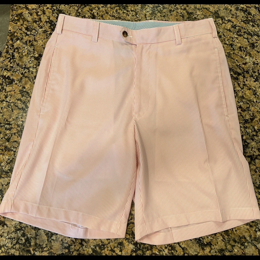 Men’s Donald Ross Pink and White Striped Shorts